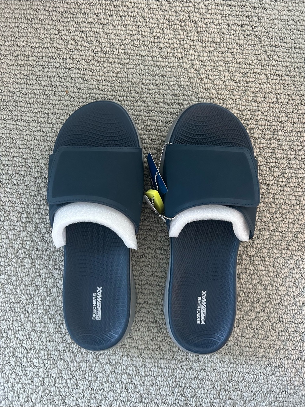 NWT Skechers Navy Slide Sandals with Cushioned Footbed
